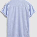Men's solid color small geometric pattern terry texture short-sleeved shirt