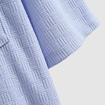 Men's solid color small geometric pattern terry texture short-sleeved shirt