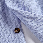 Men's solid color small geometric pattern terry texture short-sleeved shirt