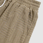Men's geometric terry texture shirt casual shorts set