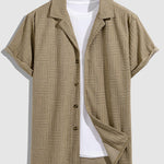 Men's geometric terry Cuban collar short-sleeved shirt