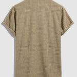 Men's geometric terry Cuban collar short-sleeved shirt