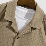 Men's geometric terry Cuban collar short-sleeved shirt