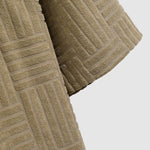 Men's geometric terry Cuban collar short-sleeved shirt
