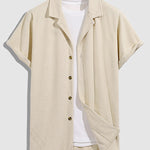 Men's diamond geometric terry texture shirt casual shorts set
