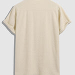 Men's solid color geometric terry texture short-sleeved shirt