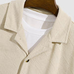 Men's diamond geometric terry texture shirt casual shorts set
