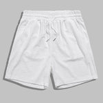 Men's solid color wave terry texture shirt casual shorts set