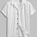 Men's solid color wave terry texture shirt casual shorts set