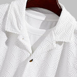 Men's Chinese style wave terry texture Cuban collar short-sleeved shirt