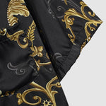 Men's Satin Vintage Floral Cuban Collar Button-Down Short Sleeve Shirt