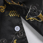 Men's Satin Vintage Floral Cuban Collar Button-Down Short Sleeve Shirt