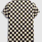 Men's Plaid Floral Satin Button-Down Short Sleeve Shirt