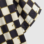 Men's Plaid Floral Satin Button-Down Short Sleeve Shirt