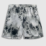 Men's Chinese Character Satin Retro Style Elastic Waist Casual Shorts