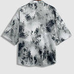 Men's Chinese character satin retro style kimono short-sleeved shirt
