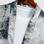 Men's Chinese character satin retro style kimono short-sleeved shirt