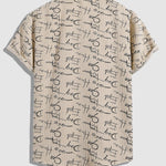Men's Corduroy Letter Print Casual Short Sleeve Shirt