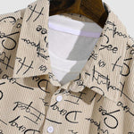 Men's Corduroy Letter Print Casual Short Sleeve Shirt