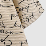 Men's Corduroy Letter Print Casual Short Sleeve Shirt