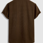 Men's textured casual Cuban collar solid color shirt
