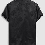 Men's Chinese style dragon totem satin shirt shorts set