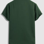 Men's Solid Color Textured Cuban Collar Button-Down Short Sleeve Shirt