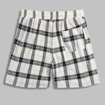 Men's Plaid Pleated Brushed Cuban Collar Short Sleeve Shirt Casual Shorts Set