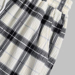 Men's Plaid Pleated Brushed Cuban Collar Short Sleeve Shirt Casual Shorts Set