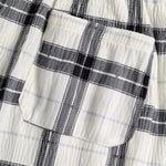 Men's Plaid Pleated Brushed Cuban Collar Short Sleeve Shirt Casual Shorts Set