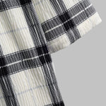 Men's Plaid Pleated Brushed Cuban Collar Short Sleeve Shirt