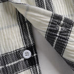Men's Plaid Pleated Brushed Cuban Collar Short Sleeve Shirt Casual Shorts Set