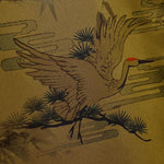 Men's Chinese Crane Pattern Satin Cuban Collar Short Sleeve Shirt