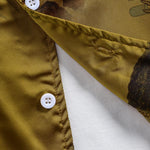 Men's Chinese Style Crane Satin Cuban Collar Shirt Casual Shorts Set