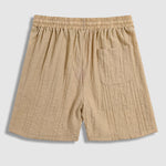 Men textured  Slant Pocket Drawstring Waist Solid Shorts