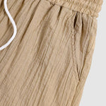 Men textured  Slant Pocket Drawstring Waist Solid Shorts