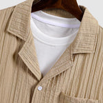 Men's Textured Cuban Collar Shirt Casual Shorts Set