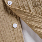 Men's Textured Cuban Collar Shirt Casual Shorts Set