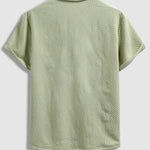 Men's solid color textured lapel polo casual shorts set