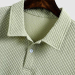 Men's solid color textured lapel polo casual shorts set