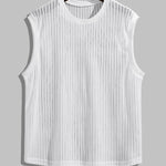 Men's sleeveless hollow textured knitted solid color casual set