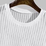 Men's sleeveless hollow textured knitted solid color casual set