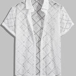 Men's sexy hollow geometric casual short-sleeved shirt