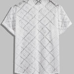 Men's sexy hollow geometric casual short-sleeved shirt