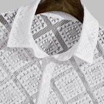 Men's sexy hollow geometric casual short-sleeved shirt