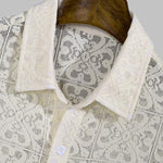 Men's sexy hollow lapel short-sleeved shirt casual shorts set