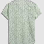 Men's Vintage Sheer Botanical Print Casual Half-Button Short Sleeve POLO