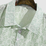 Men's Vintage Sheer Botanical Print Casual Half-Button Short Sleeve POLO
