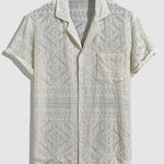Men's Sexy Hollow Cuban Collar Button Short Sleeve Shirt