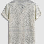 Men's Sexy Hollow Cuban Collar Button Short Sleeve Shirt